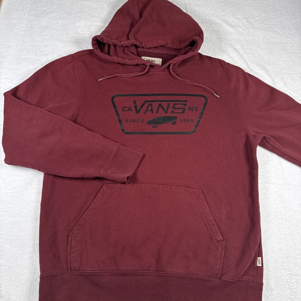 Vans Mens Pullover Hoodie Sweatshirt Burgundy Size Large Vans Graphic Logo